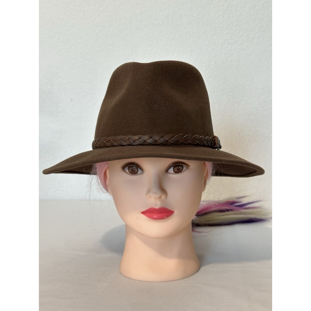 Eddie Bauer WPL 5923 Brown Wool Felt Outback Safari Hat Small Made in USA Fedora